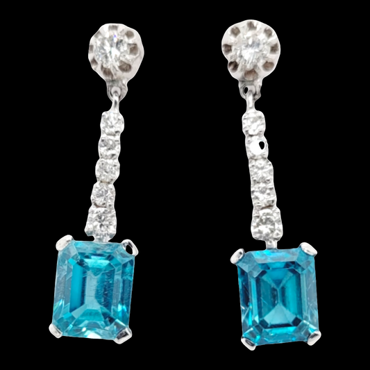 Art deco blue zircon and diamond earrings
SKU: 6573