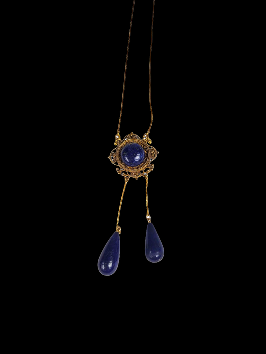 Antique archaeological revival lapis lazuli gold necklace
SKU: 8335