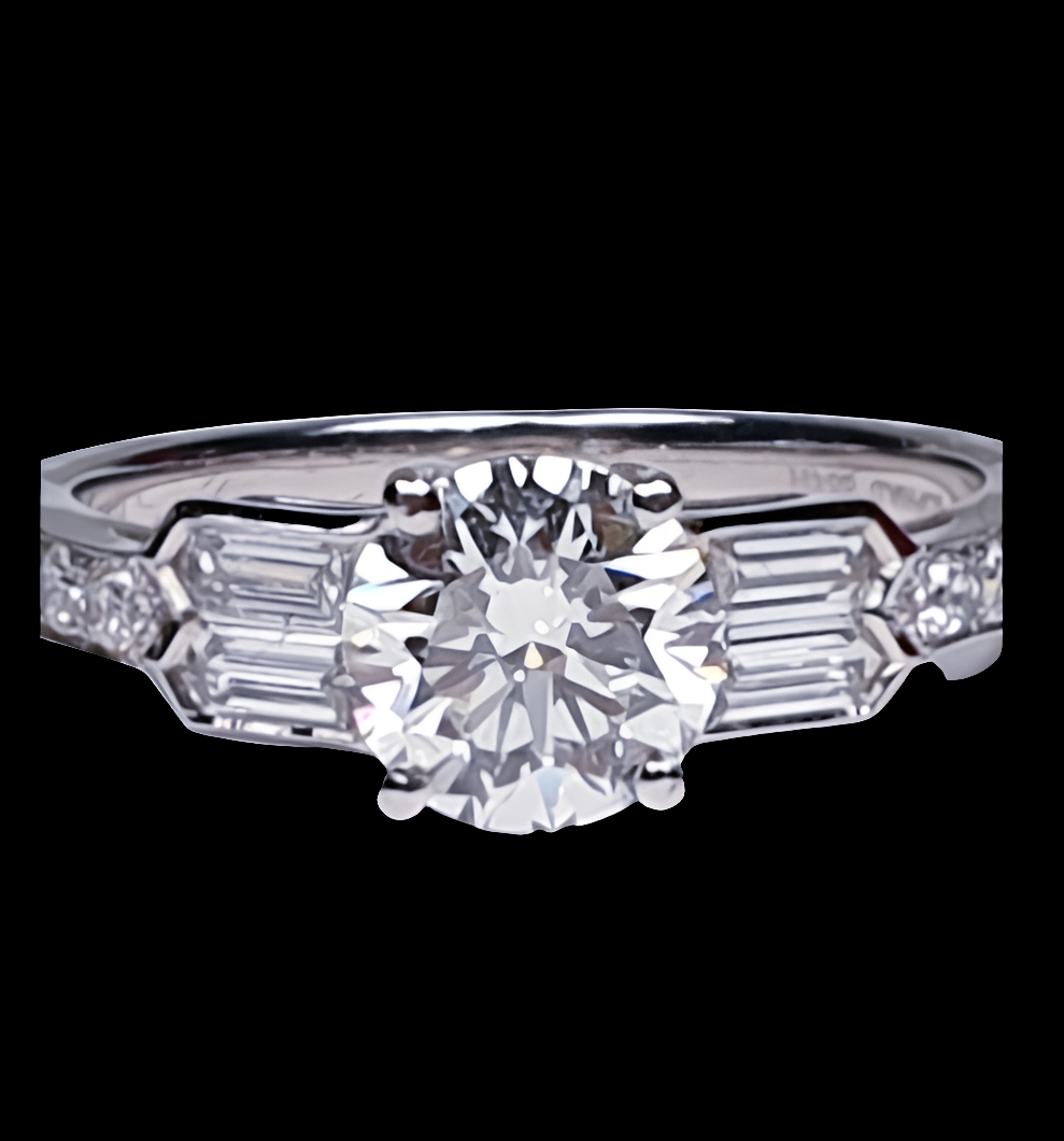 1.14ct diamond and baguette diamond engagement ring
SKU: 4379
