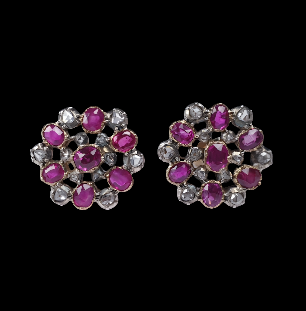 Antique ruby and diamond cluster earrings
SKU: 4844