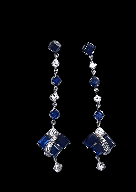 Geometric Sapphire and Diamond Drop Earrings
SKU: 3628