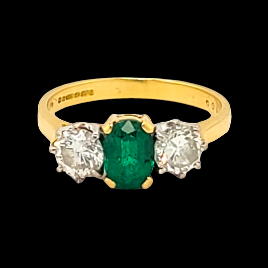 Emerald and diamond three stone ring
SKU: 6313