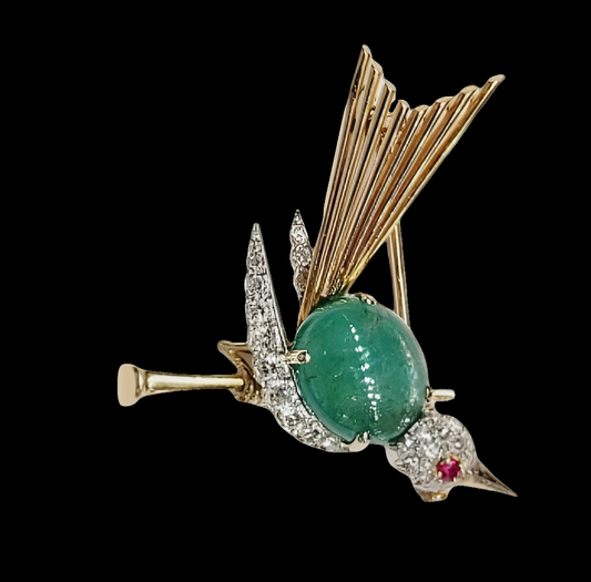 1940s French whimsical bird brooch