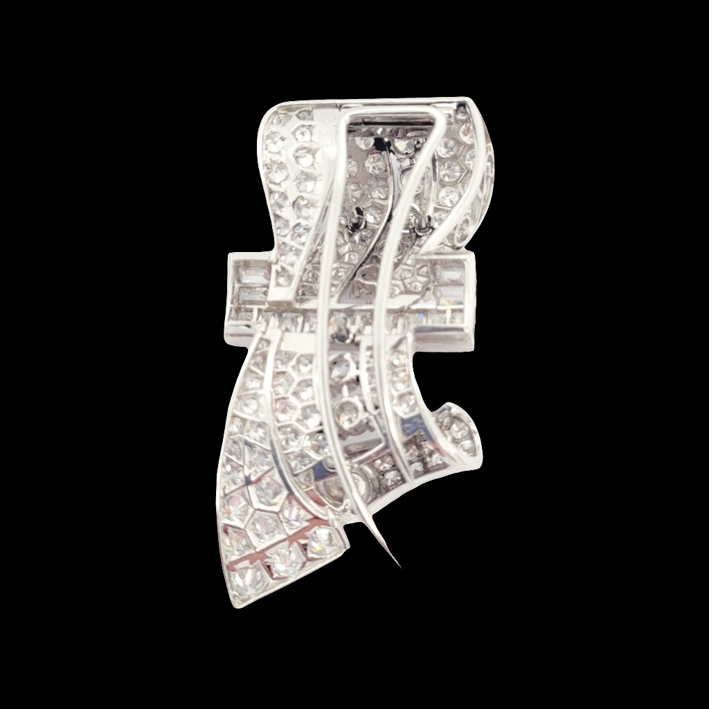 Stylish art deco diamond brooch