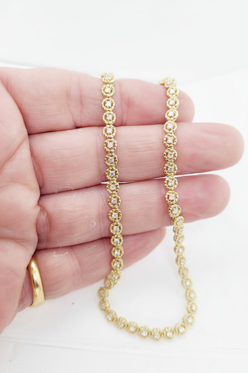 Vintage 18ct yellow gold diamond riviere necklace sku 8993
