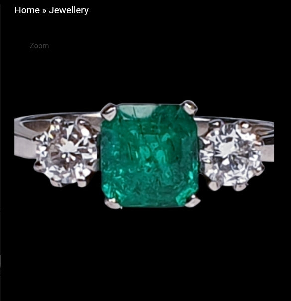Fantastic Emerald and Diamond Three Stone Diamond Ring
SKU: 3024