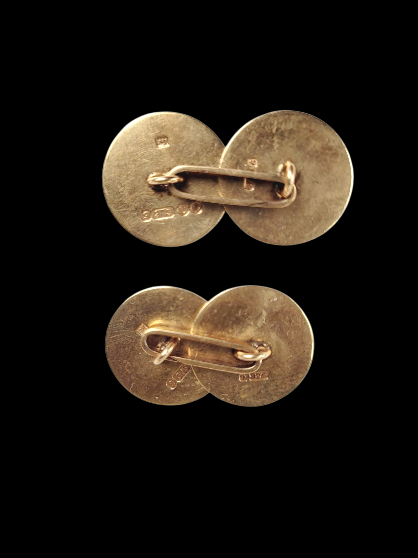 Round engine turned 9ct gold cufflinks sku 8506