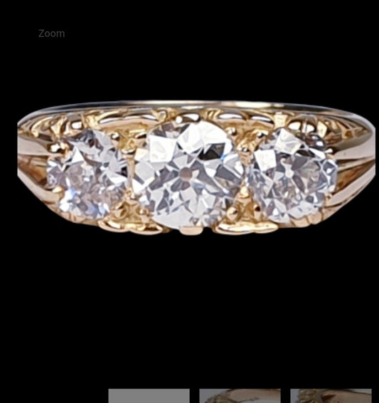 Three Stone Diamond Carved Half Hoop Ring
SKU: 2047