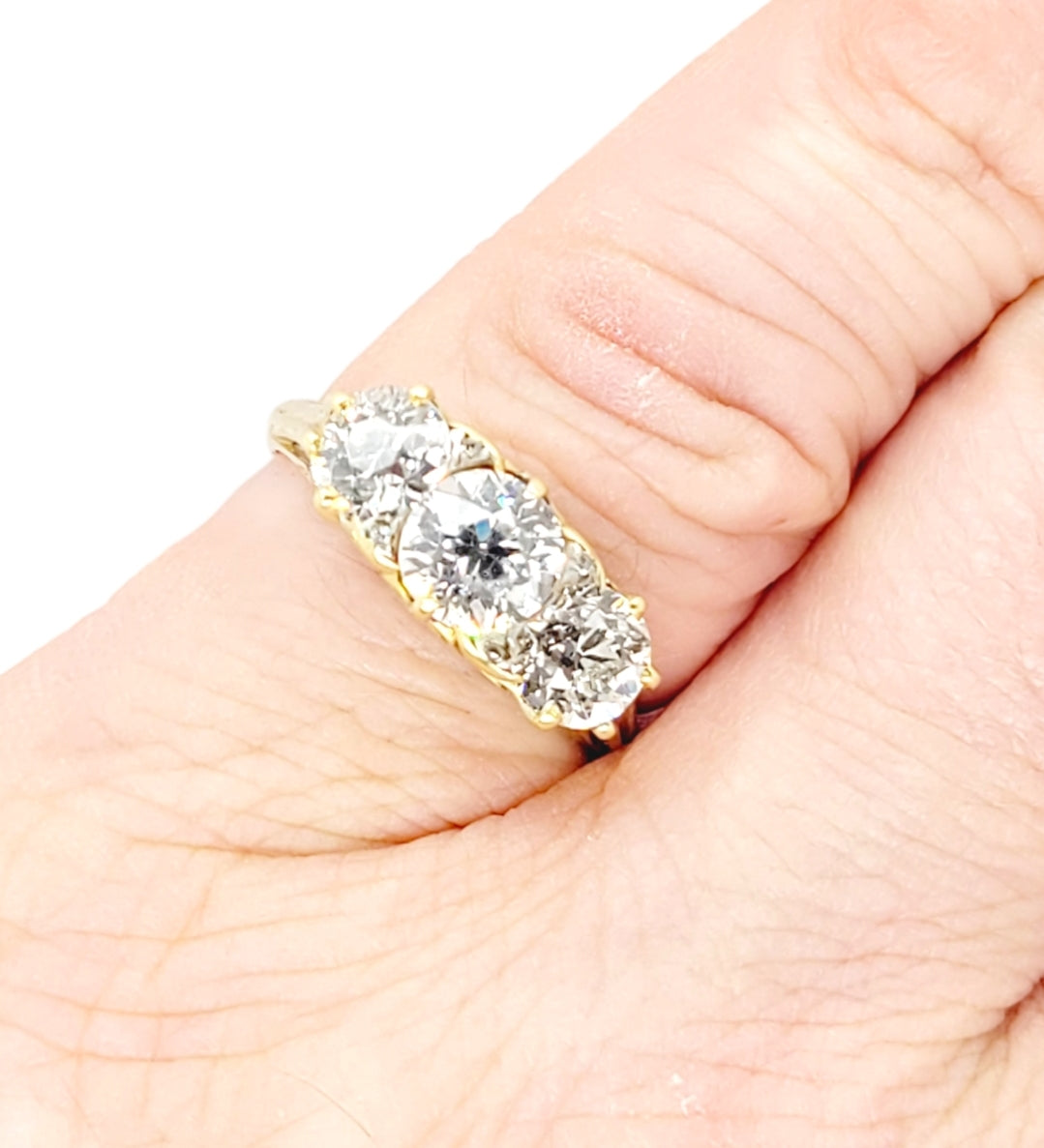 Antique old cut diamond carved half hoop ring
SKU: 6870