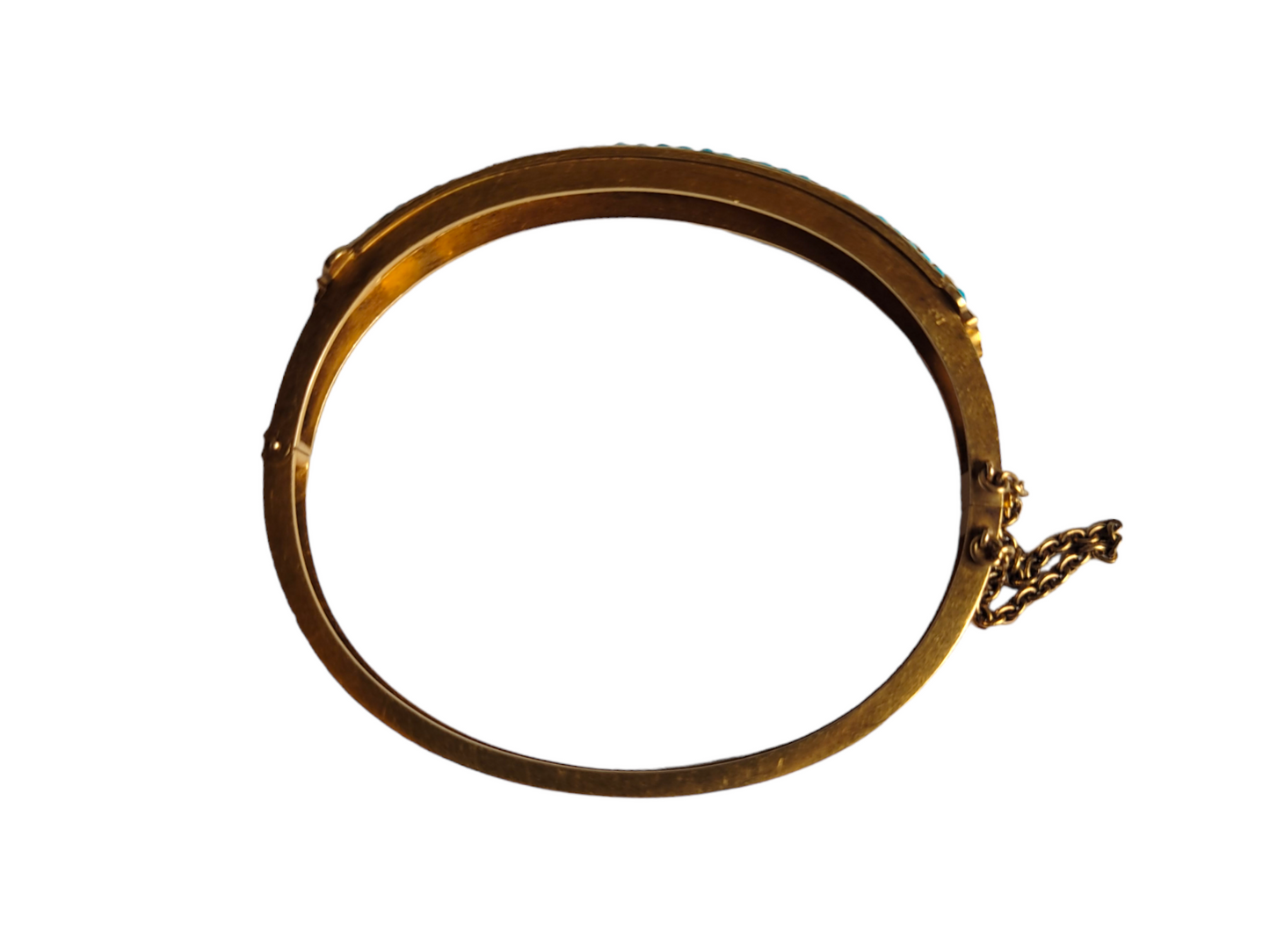 19th century turquoise and natural pearl bangle Sku 5026