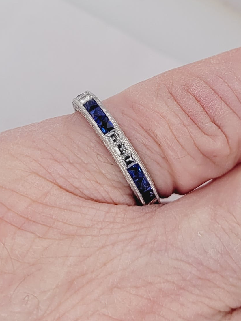 Sapphire and diamond eternity band SKU 8793