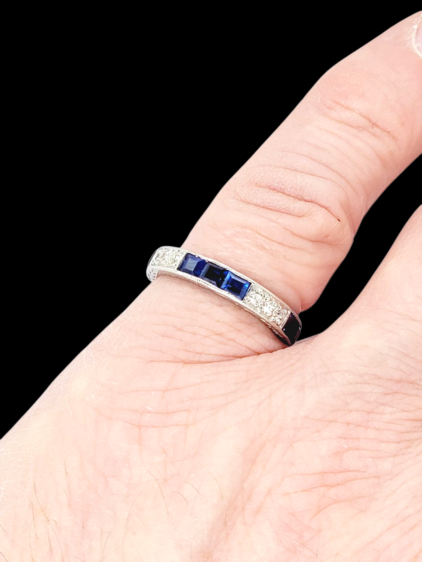Art deco sapphire and diamond full hoop eternity band
SKU: 8107
