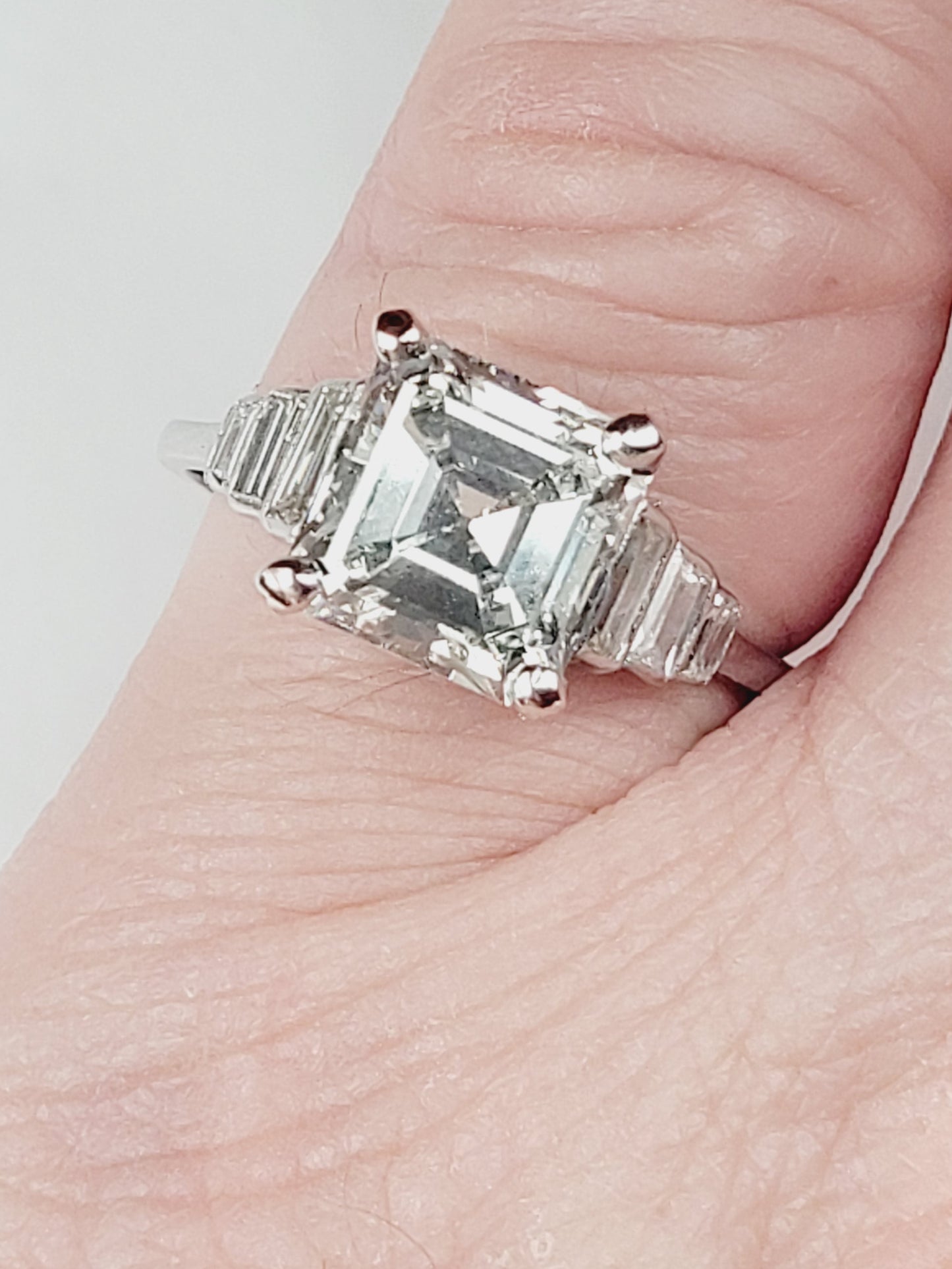 Cool Art deco 3ct Square carre cut diamond engagement ring sku 9091