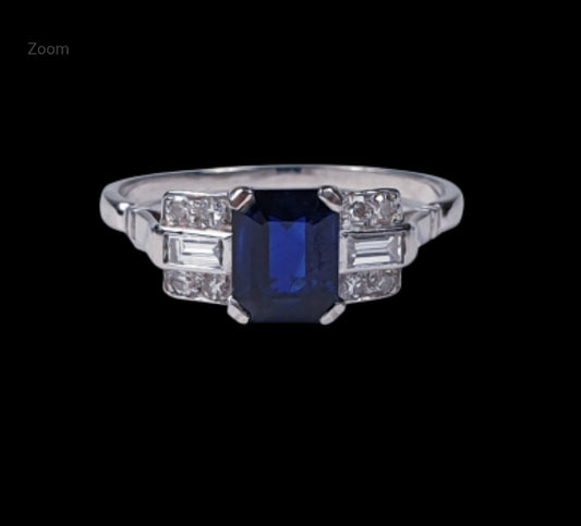 1920's art deco sapphire and diamond engagement ring
SKU: 4081