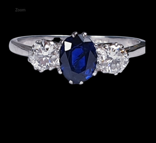 Art Deco Sapphire and Diamond Three Stone Ring
SKU: 2332