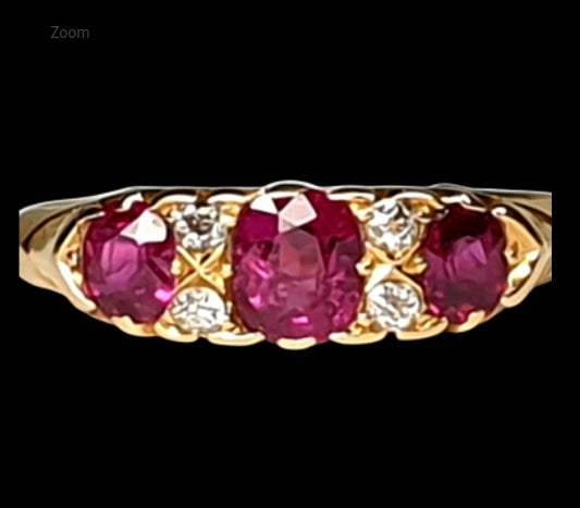 Antique Ruby and Diamond Carved Half Hoop Ring
SKU: 3944