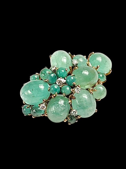 Vintage cabochon emerald and diamond brooch
SKU: 8427