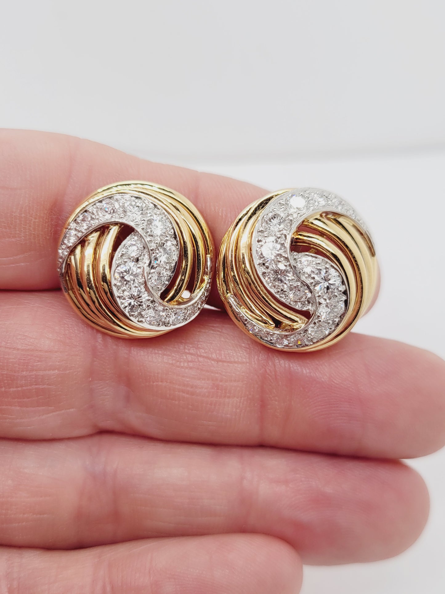 Unusual 1980's diamond huggie earrings sku 8760