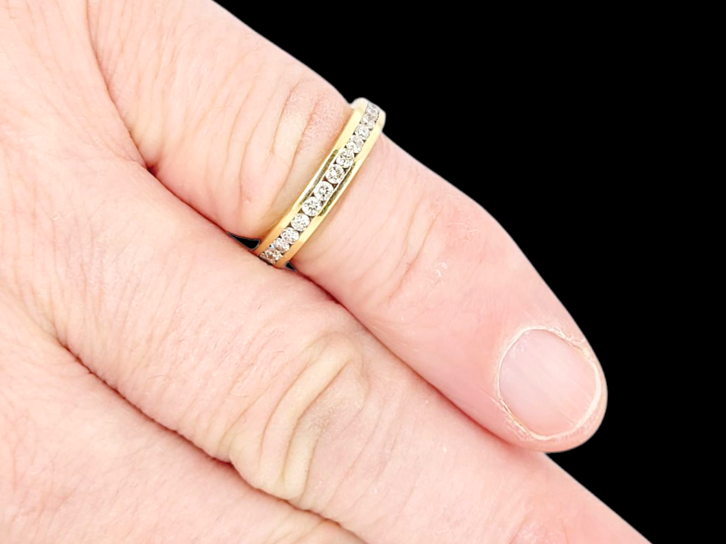 Yellow gold diamond full hoop eternity band
SKU: 8080