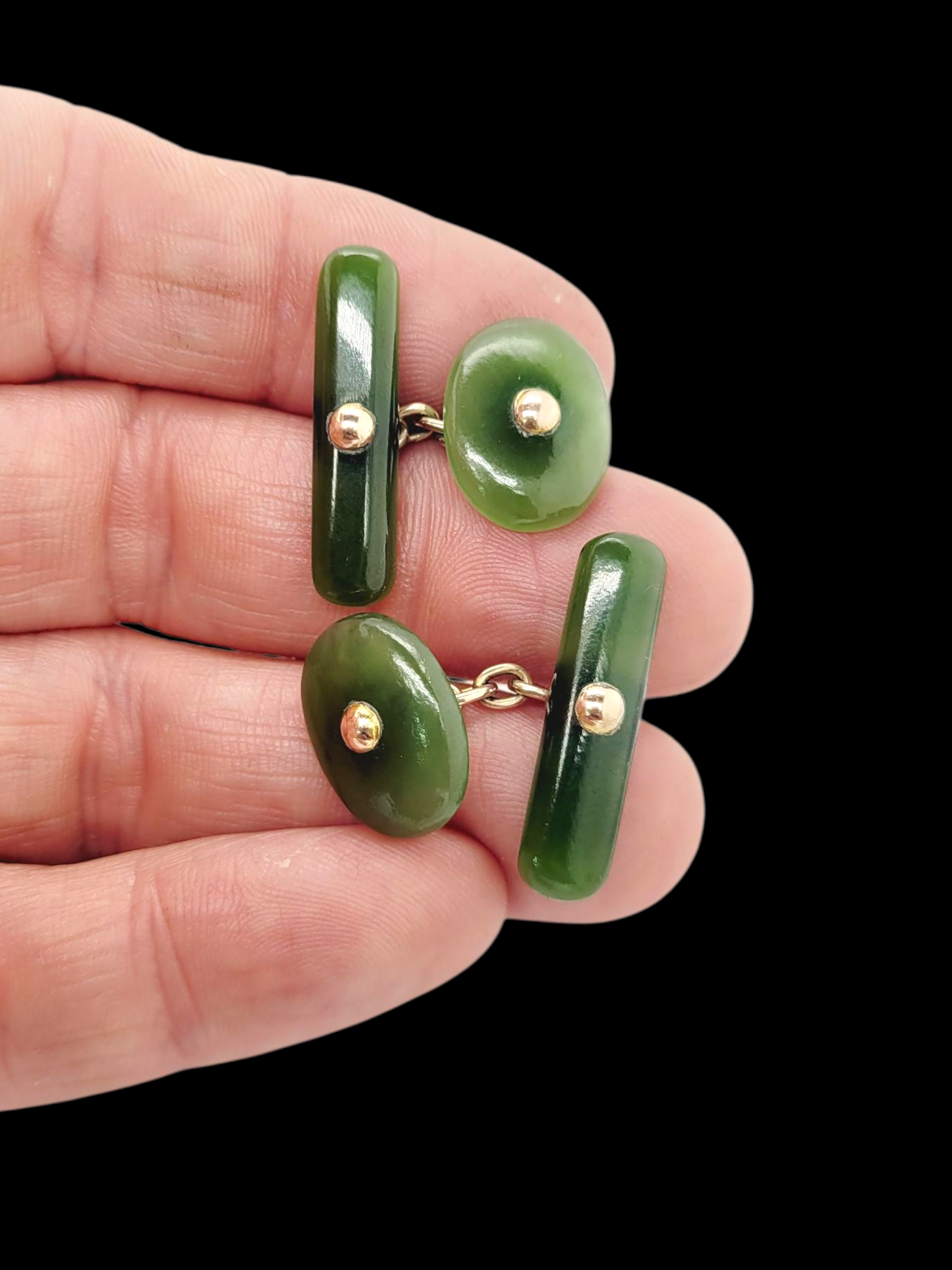 Antique New Zealand Nephrite gold cufflinks
SKU: 8233