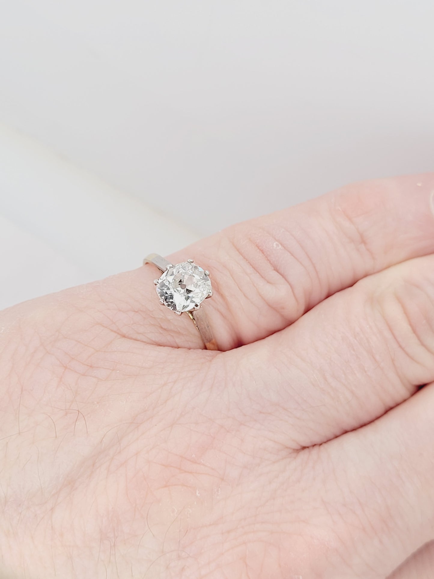 1.46ct old mine cut diamond solitaire engagement ring sku 8735