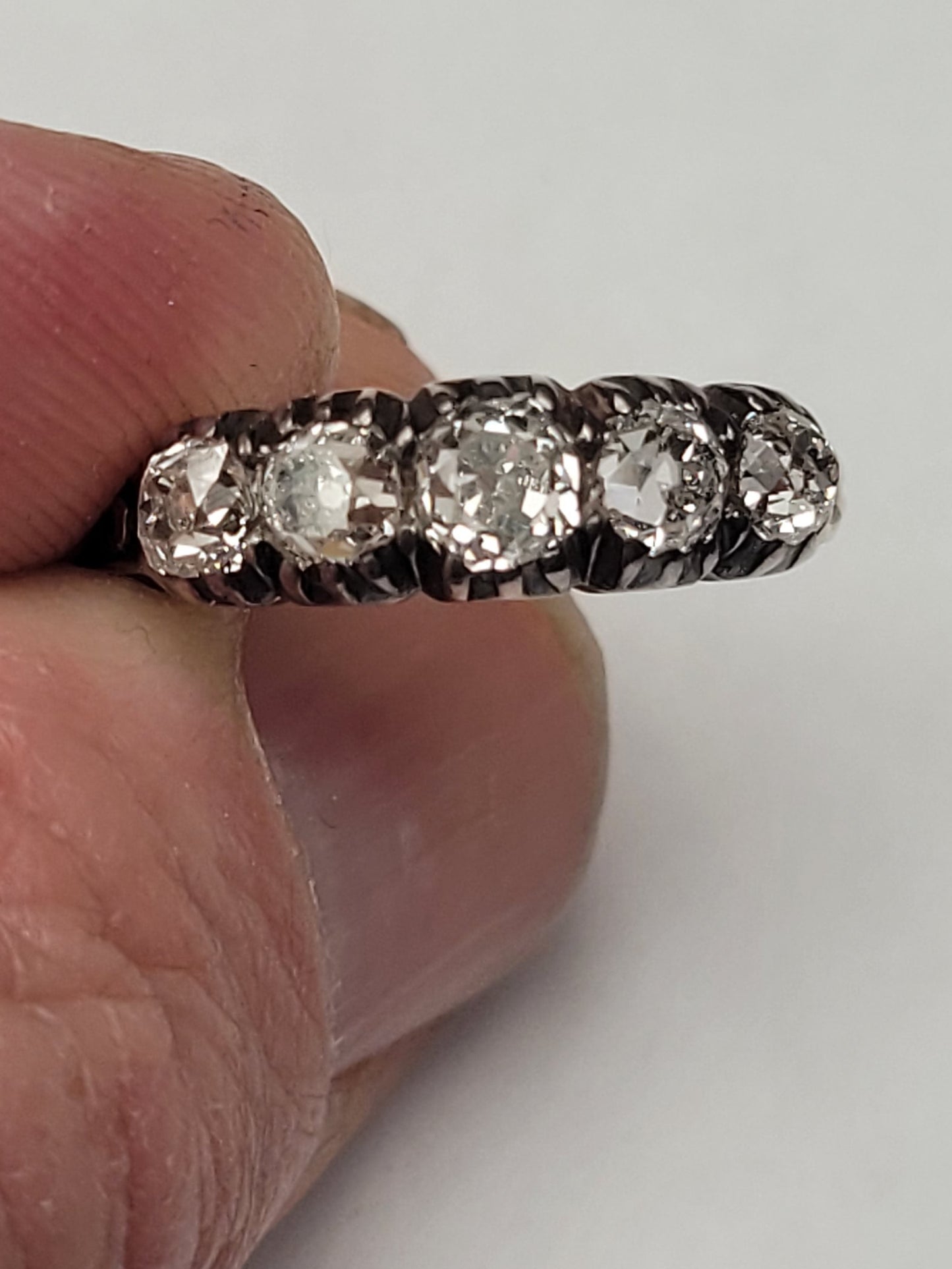 Georgian chunky old mine cut five diamond ring sku 8930