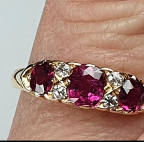 Antique Ruby and Diamond Carved Half Hoop Ring
SKU: 3944