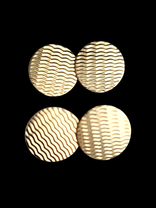 Round engine turned 9ct gold cufflinks sku 8506