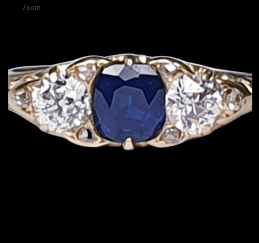 Sapphire and diamond carved half hoop engagement ring
SKU: 4566
