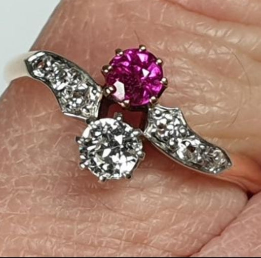 Edwardian Ruby and Diamond Cross Over Ring
SKU: 2867
