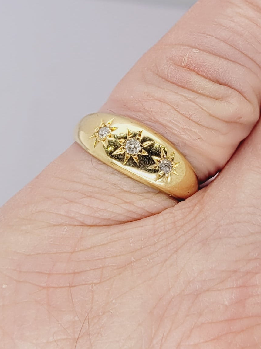 Old cut diamond gypsy set 18ct yellow gold ring sku 8513