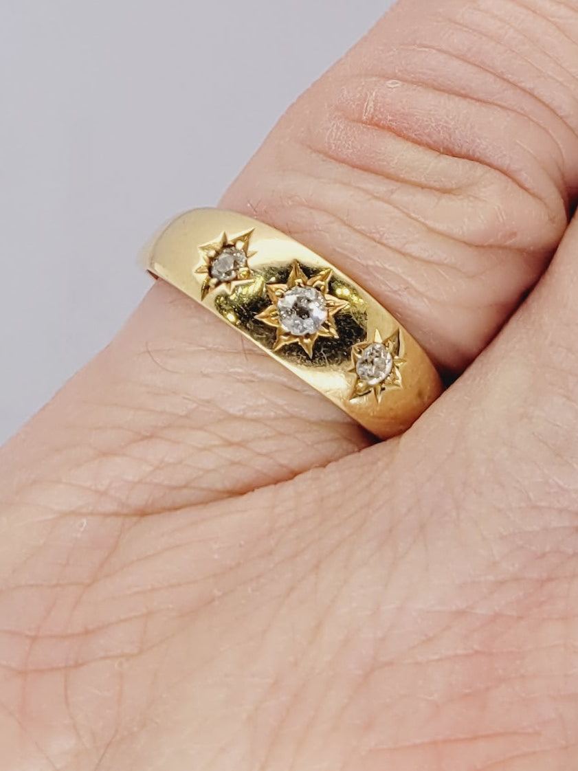 Antique gypsy set diamond ring sku 8514