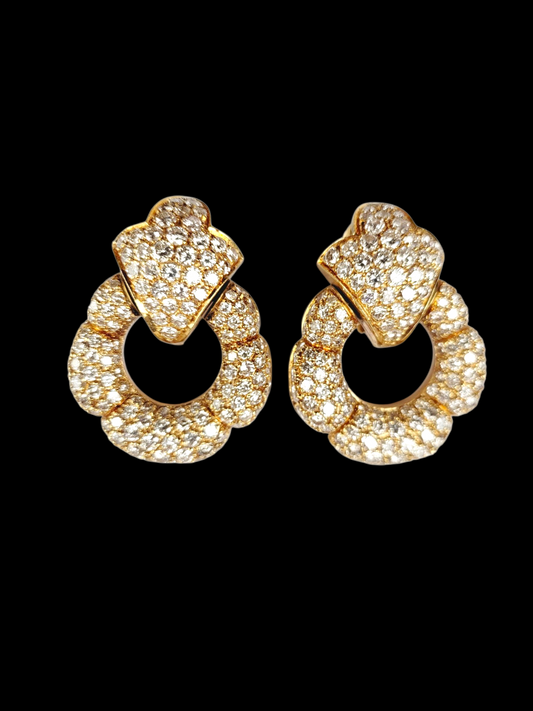 Stunning pave diamond 18ct yellow gold drop earrings sku 8498