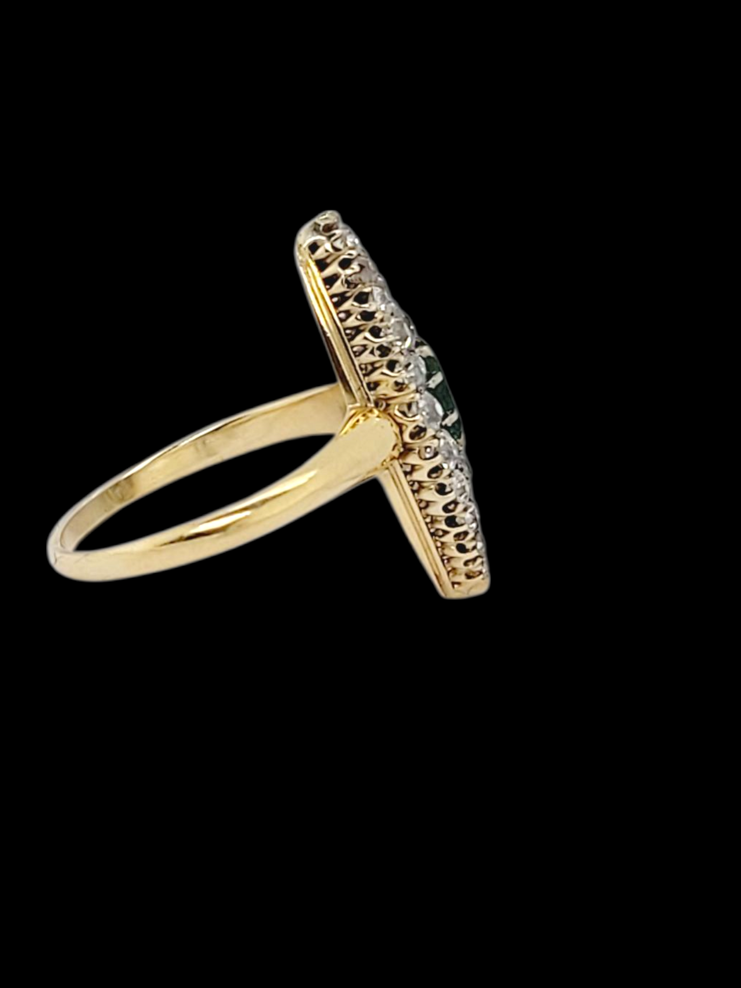 Victorian emerald and diamond navette cluster ring
SKU: 8276