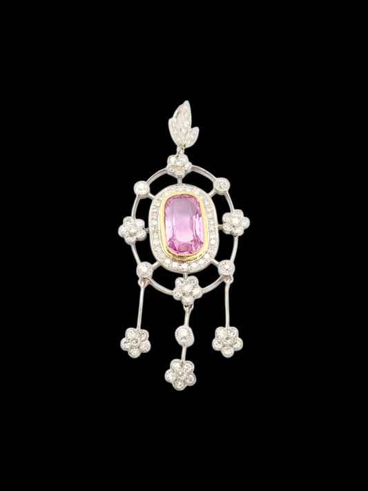 Fine Antique pink topaz and diamond pendant
SKU: 8098