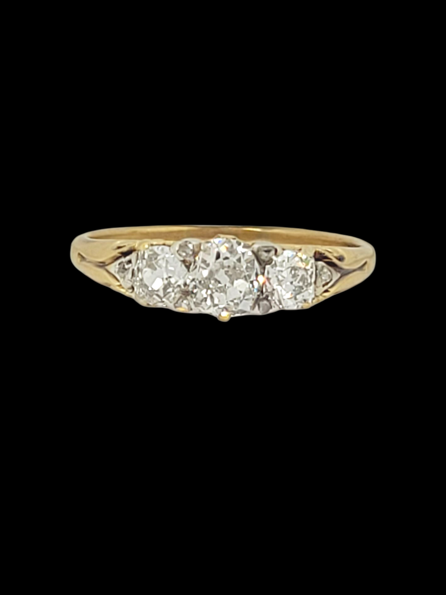 Antique diamond trilogy carved half hoop ring
SKU: 8488