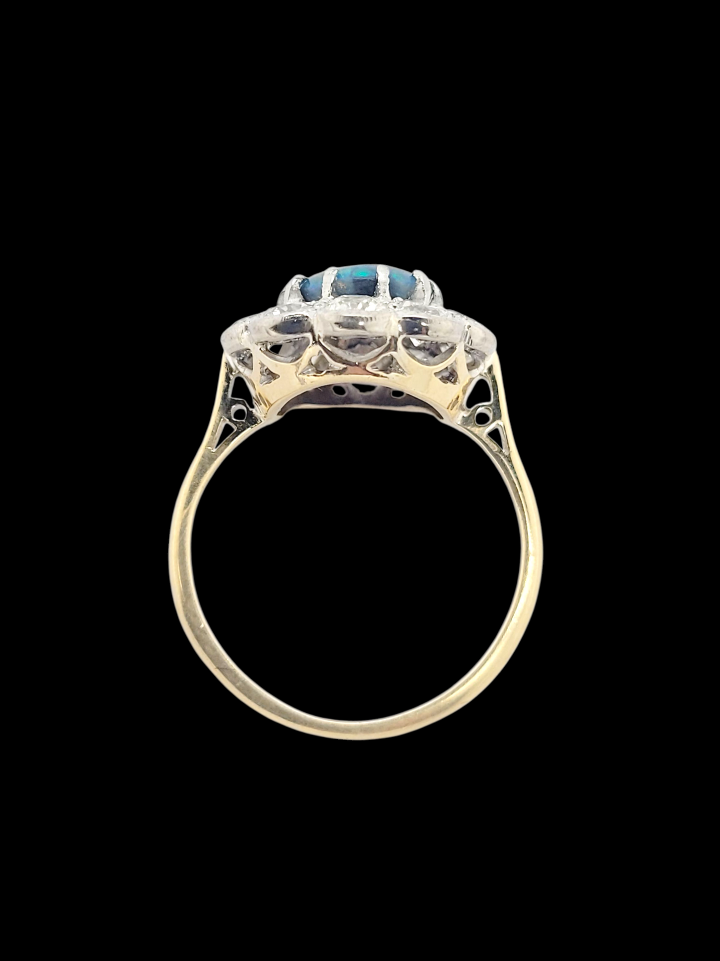 Antique black opal and old cut diamond cluster ring
SKU: 8262