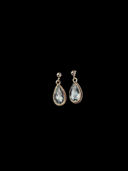 Antique aquamarine pear drop earrings sku 8492