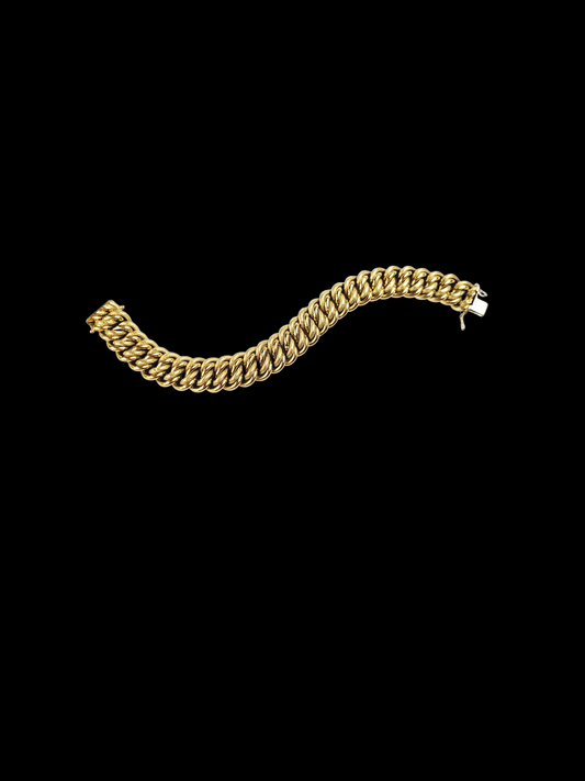 Antique 18ct yellow gold fancy round curb bracelet sku 8419