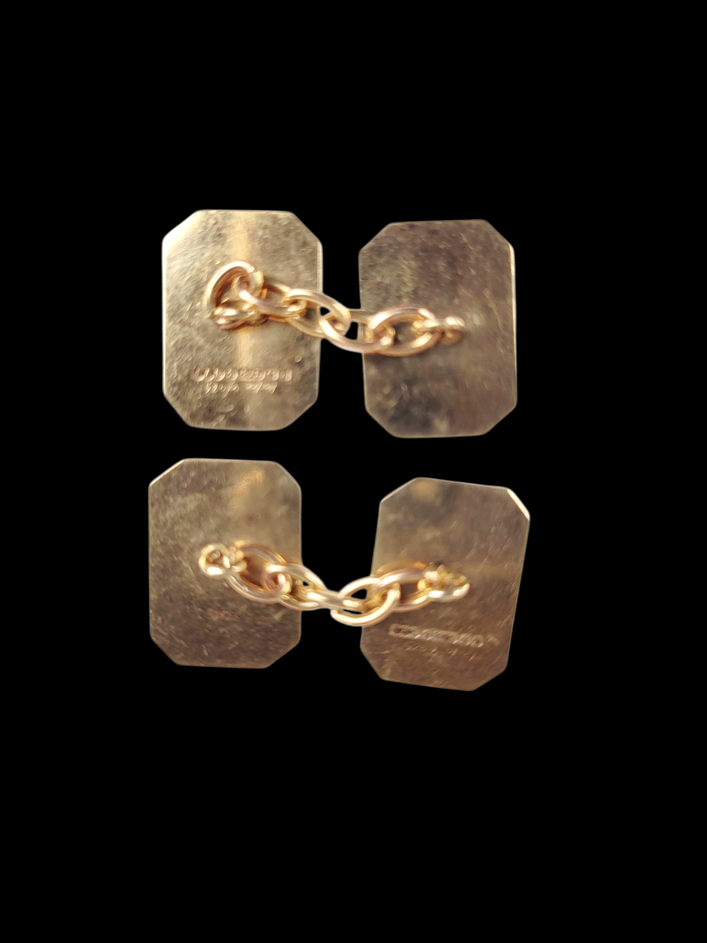 Antique cut corner rectangular 9ct gold cufflinks sku 8507