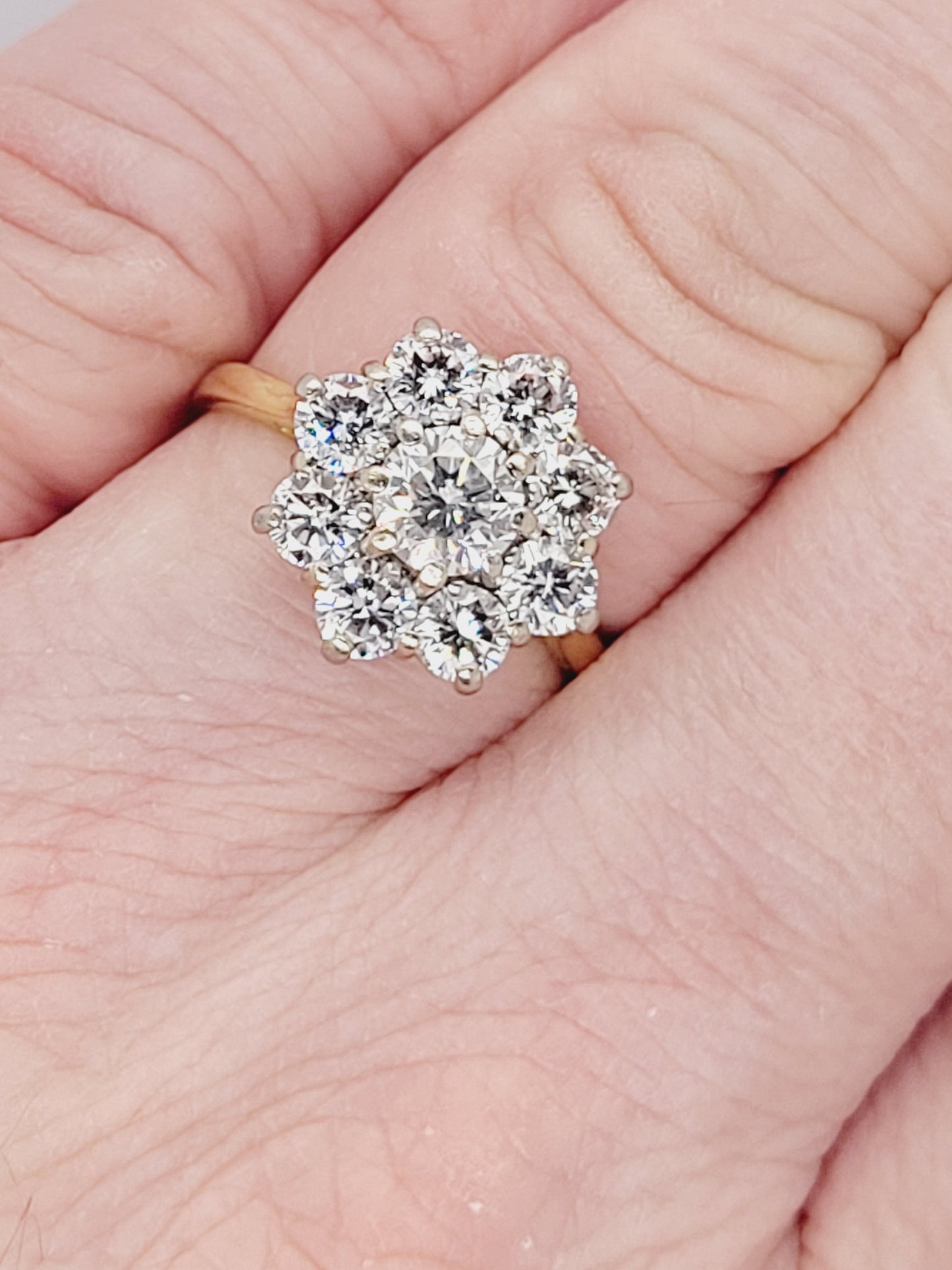 Vintage diamond daisy cluster engagement ring sku 8693