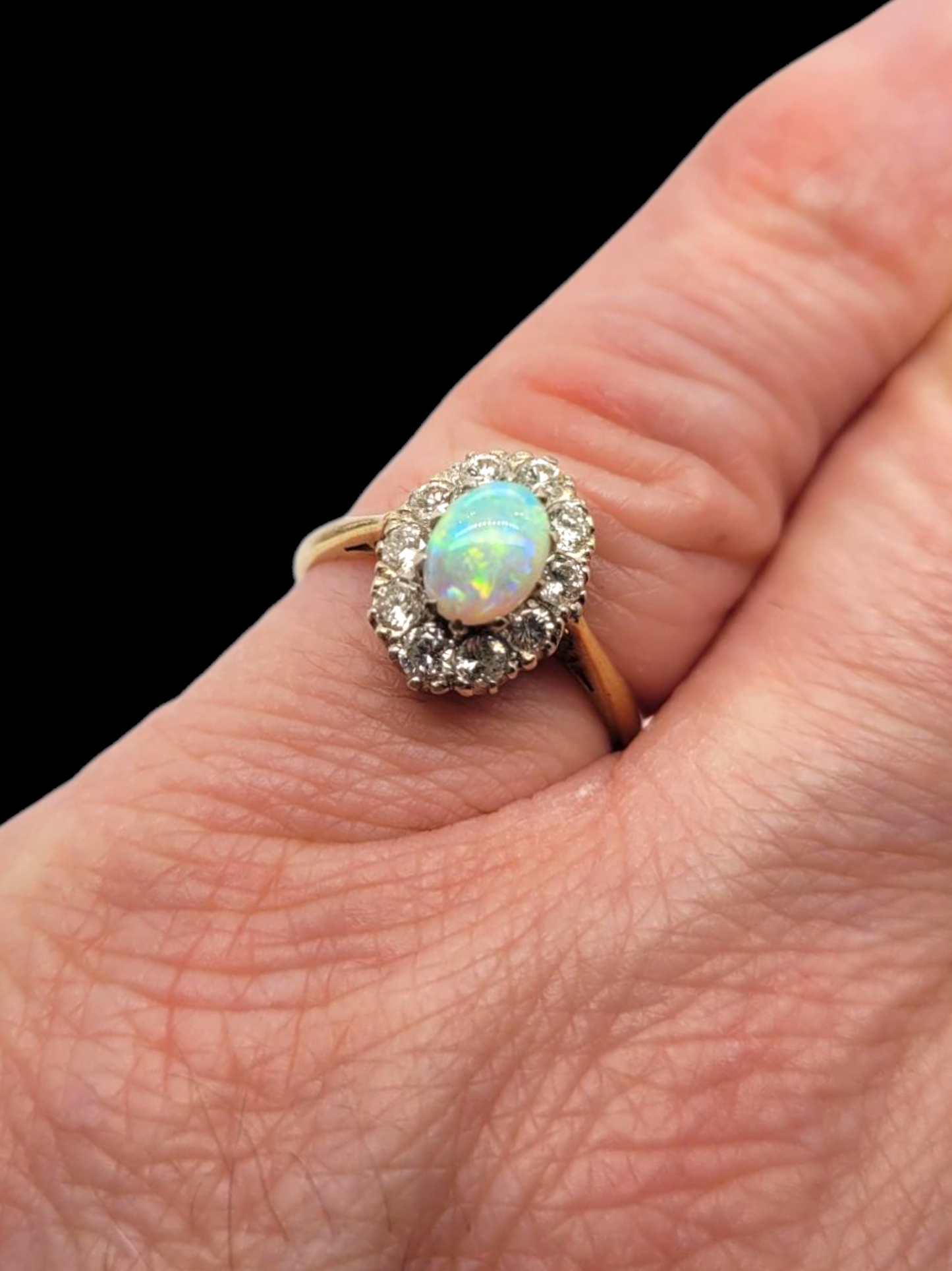 Vintage opal and diamond cluster ring
SKU: 8138