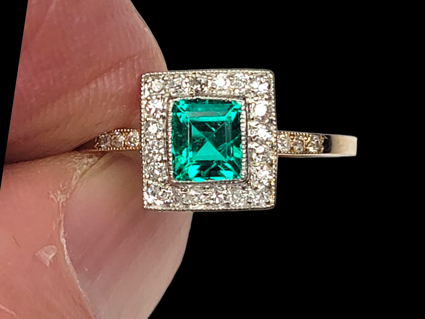 Gem emerald and diamond engagement ring
SKU: 8130