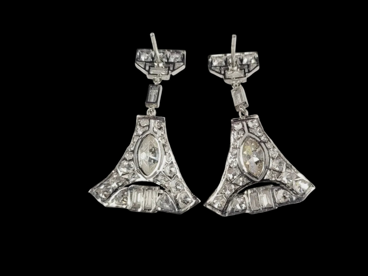 Art deco diamond drop earrings sku 8802