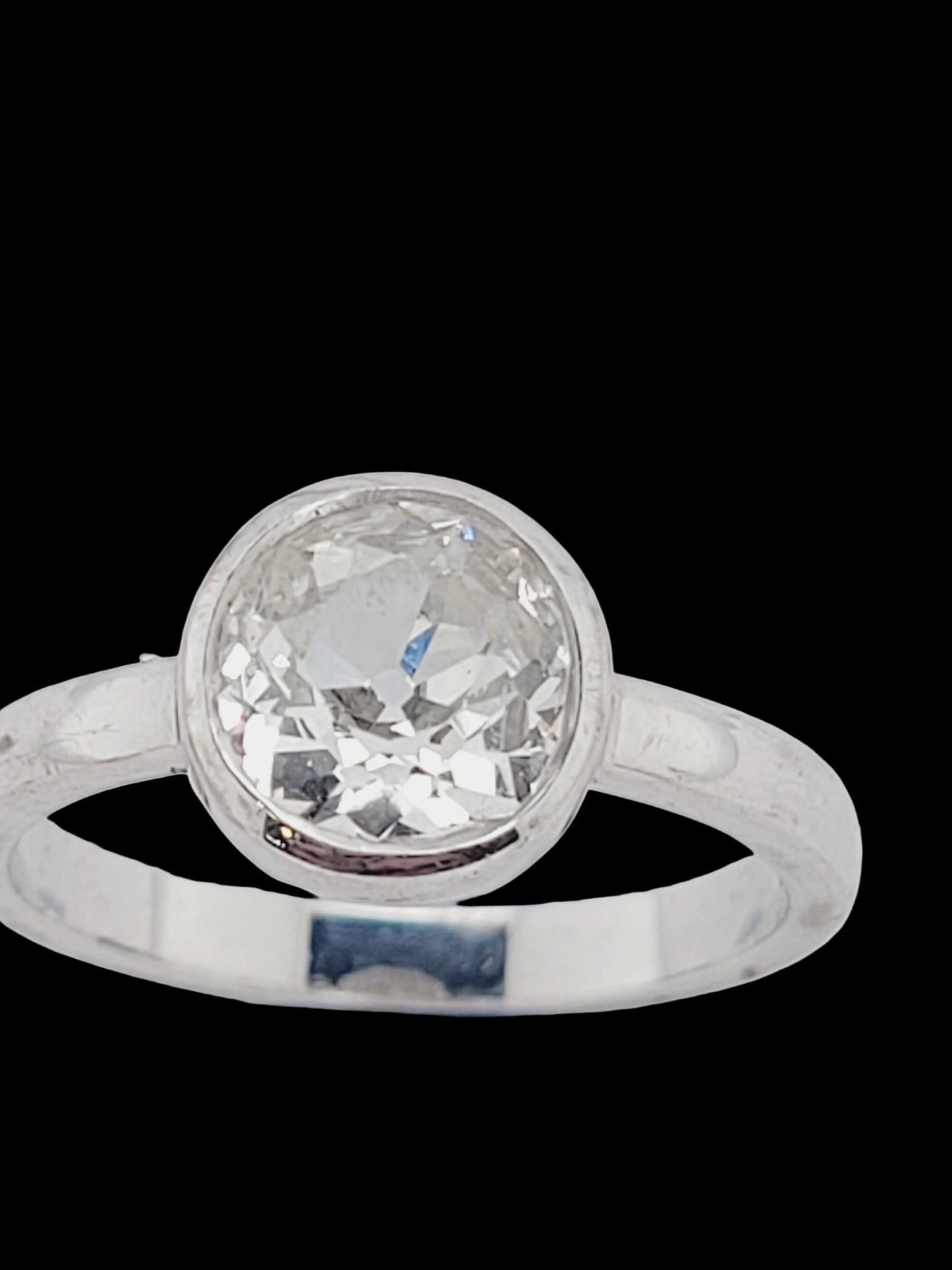 Old mine cut bezel set engagement ring sku 8701