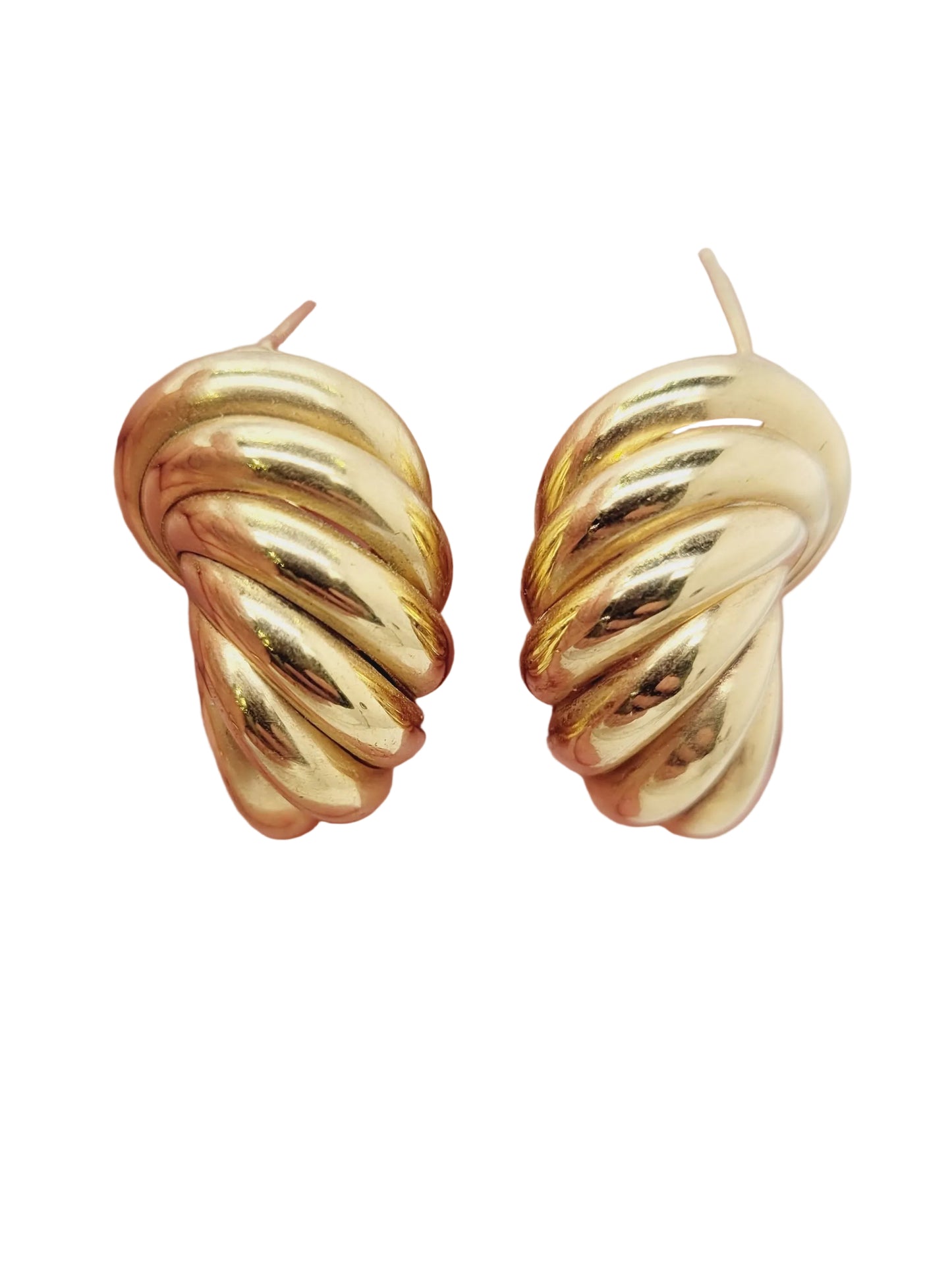 Cool vintage 18ct gold ribbed day earrings sku 9204