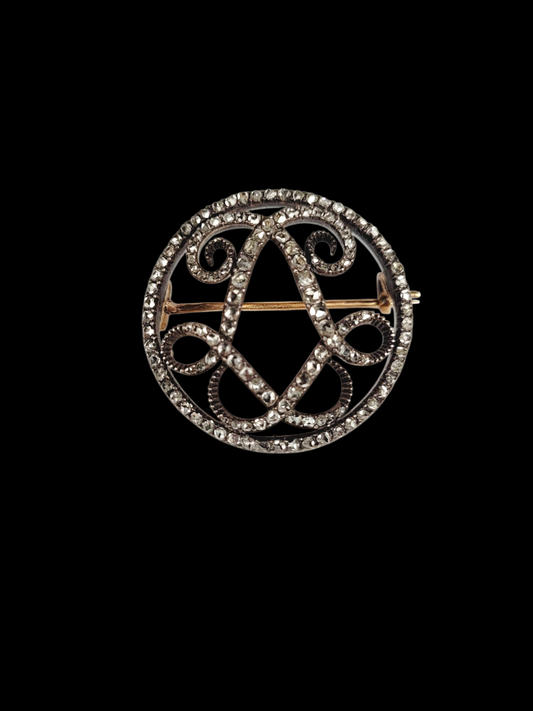 Antique diamond cypher brooch sku 8505