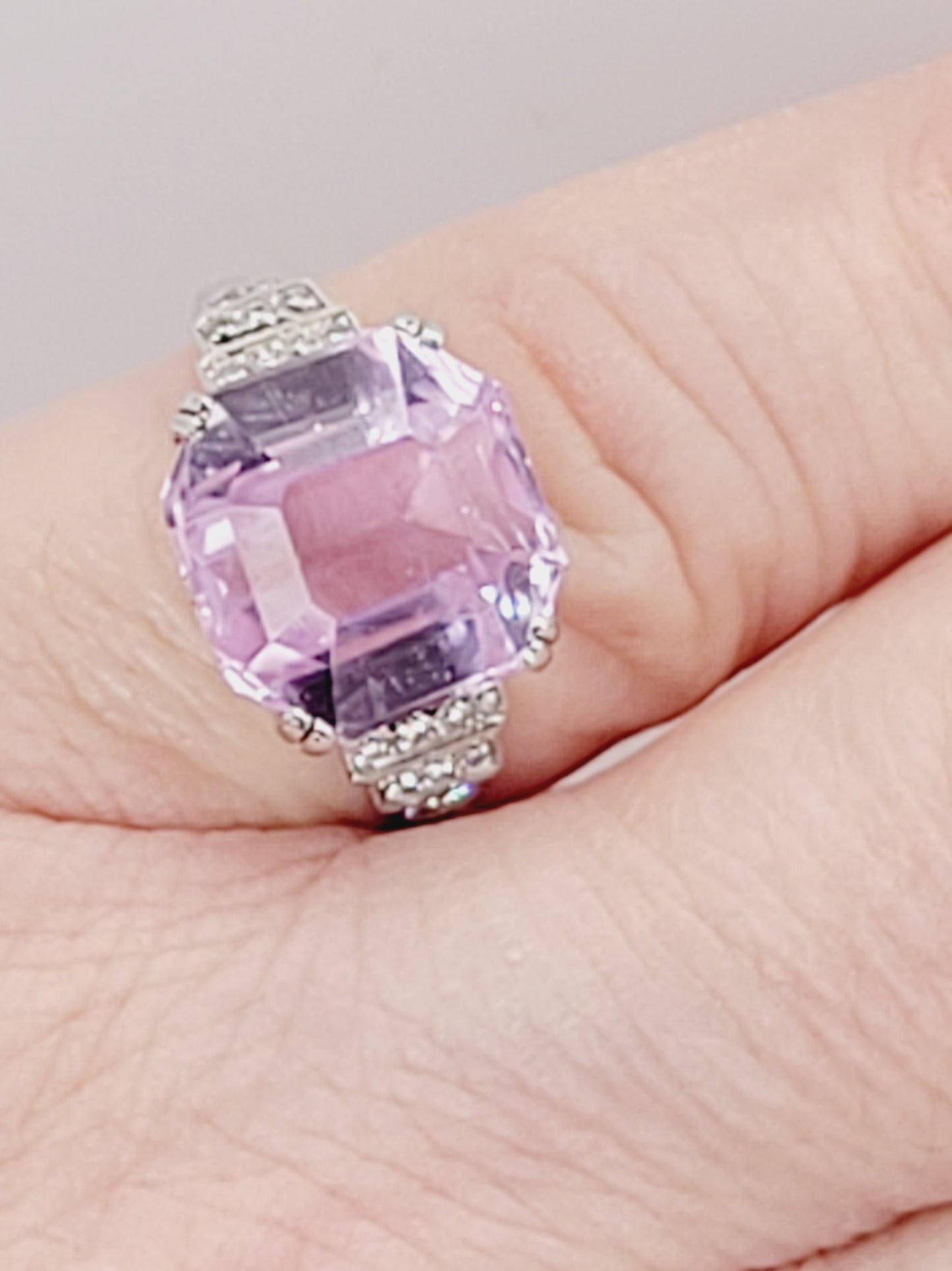 Pastel pink Kunzite and diamond dress ring sku 8772