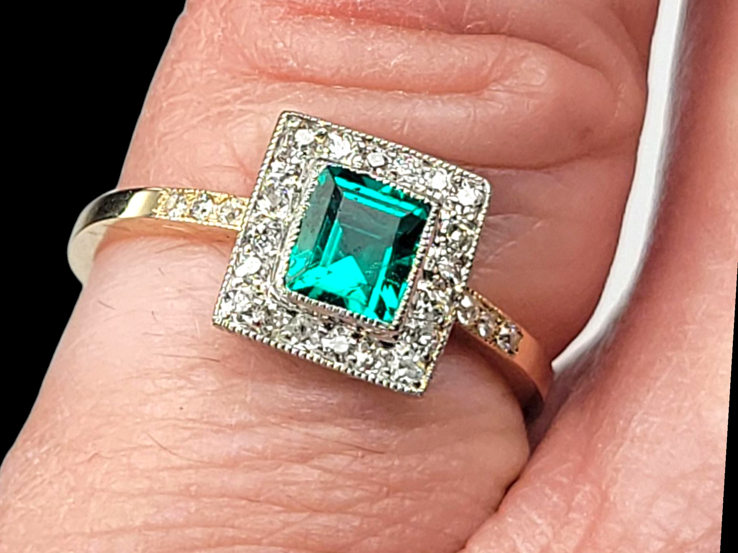 Gem emerald and diamond engagement ring
SKU: 8130