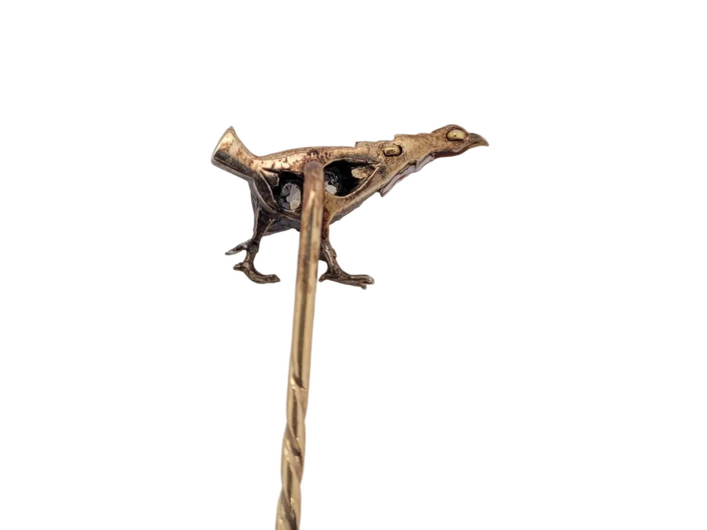 Antique speeding game bird enamel and old cut diamonds sku 9066